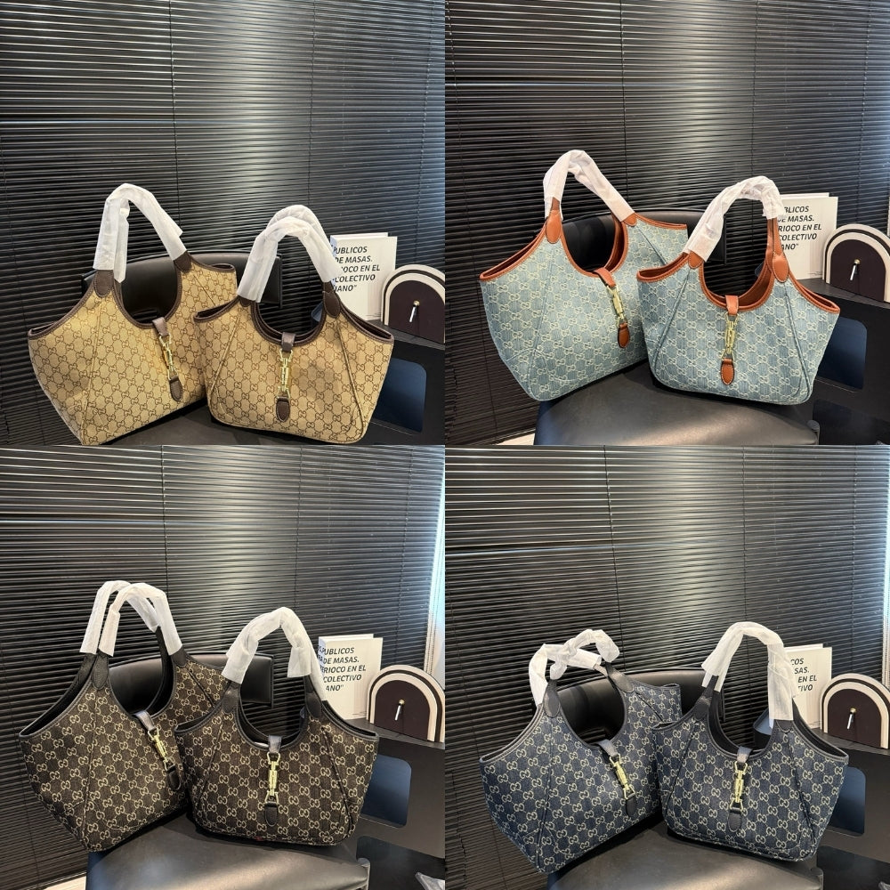 Gucci Mercato Medium Tote Bag Denim Navy Blue 36Cm