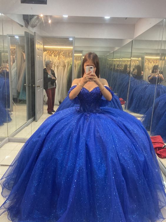Royal Blue Sparkly Princess Ball Gown Quinceanera Dresses