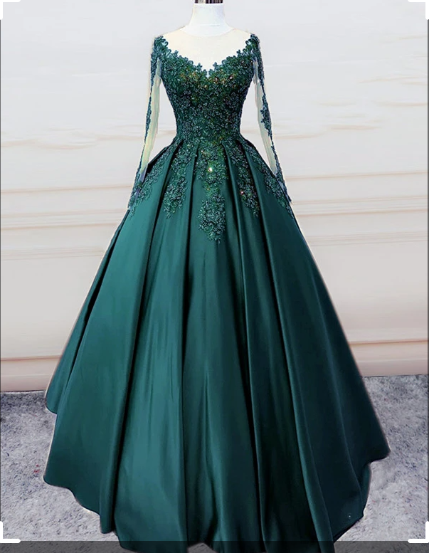 Emerald Green Long Sleeve Quinceanera Dress Ball Gowns Plus Size 15 Junior Prom Dresses