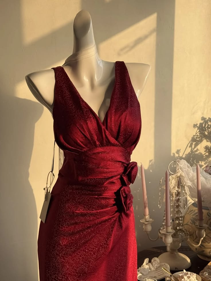 Vintage Burgundy V-Neck Sleeveless Mermaid Ruched Waist Floral Prom Dress TP5848