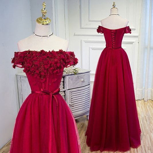 A line tulle long prom gown, evening dress, formal dresses 7816
