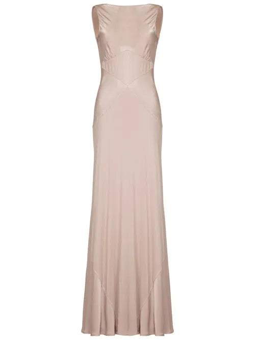 Light Pink Chiffon Long Party Prom Dress Backless Evening Gown cc2278