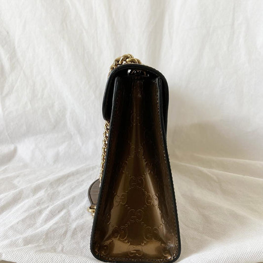 Gucci Emily Bronze Patent Leather Medium Bag