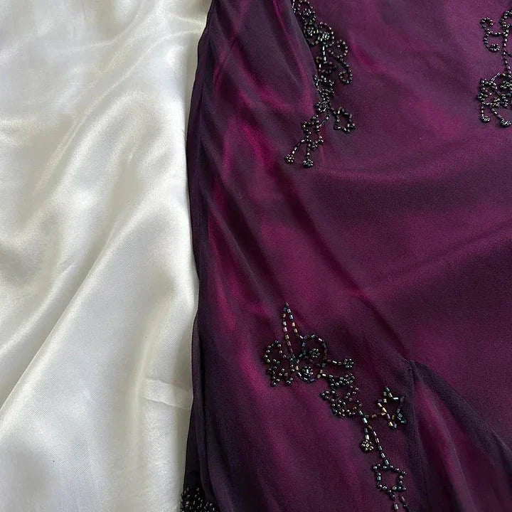 Purple Exquisite Elegant Backless Beaded Long Prom Dress Prom Gowns Graduation Dresses