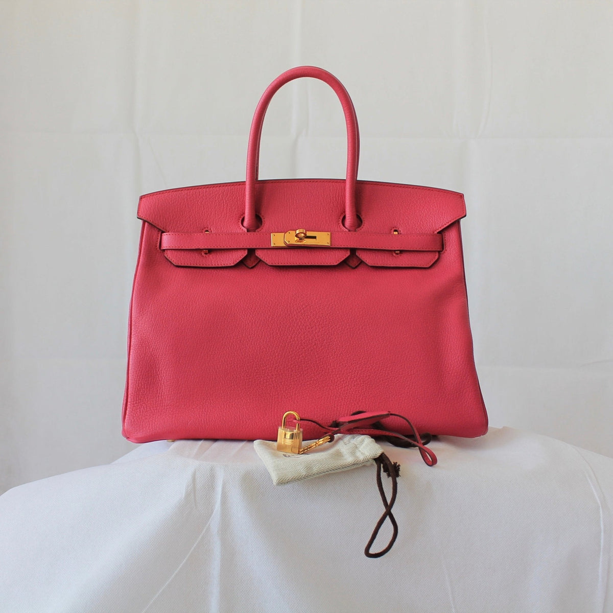 Hermes 35 Birkin Pink Chevre de Coromandel Leather with Gold Hardware