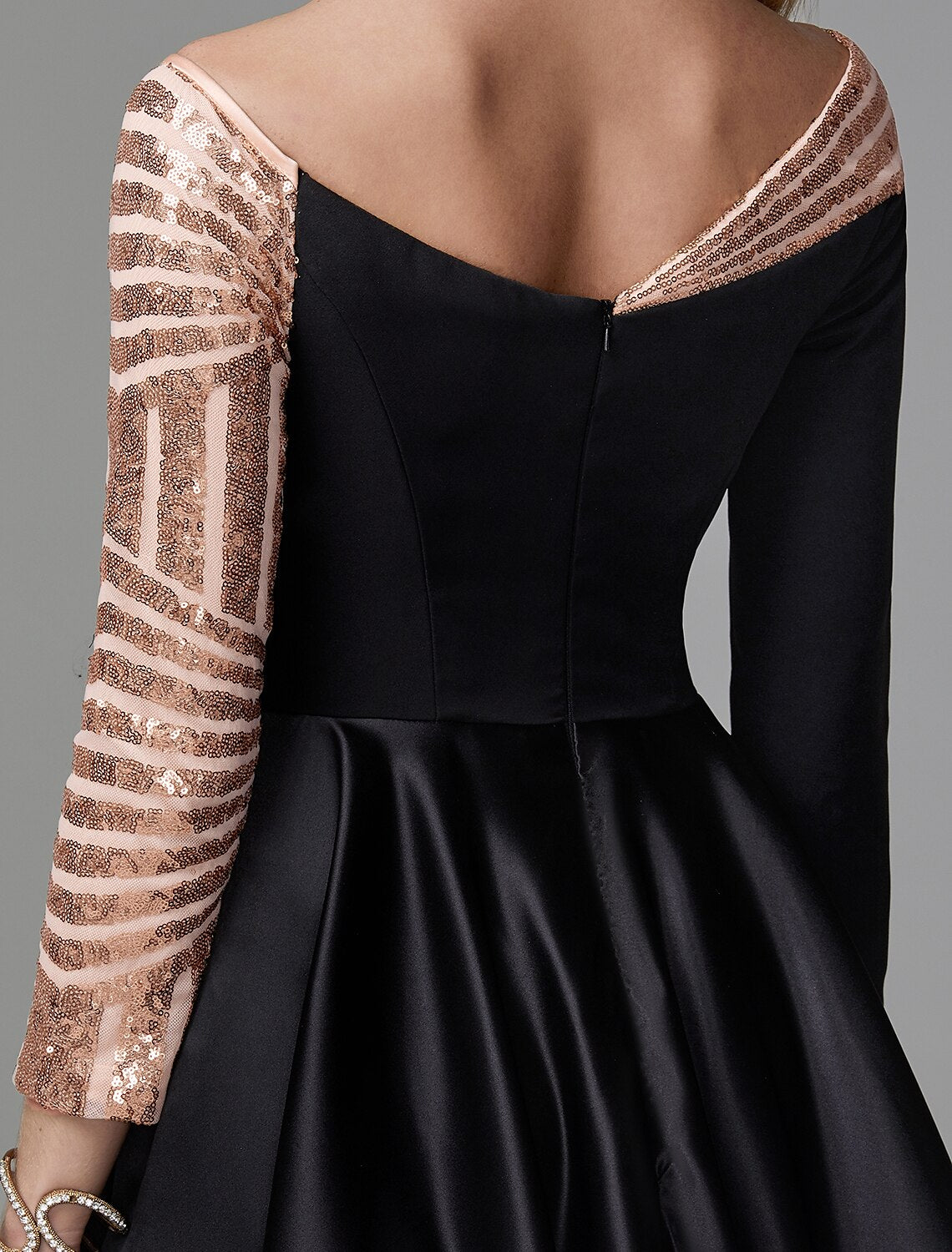 Ball Gown Black Dress Vintage Quinceanera Formal Evening Floor Length Long Sleeve Off Shoulder Satin with Sequin 2026