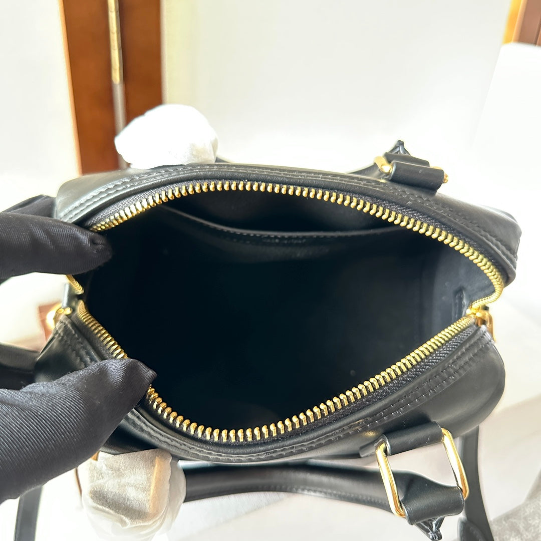 CELINE SMALL BOSTON BAG IN SMOOTH CALFSKIN WITH CUIR TRIOMPHE BLACK