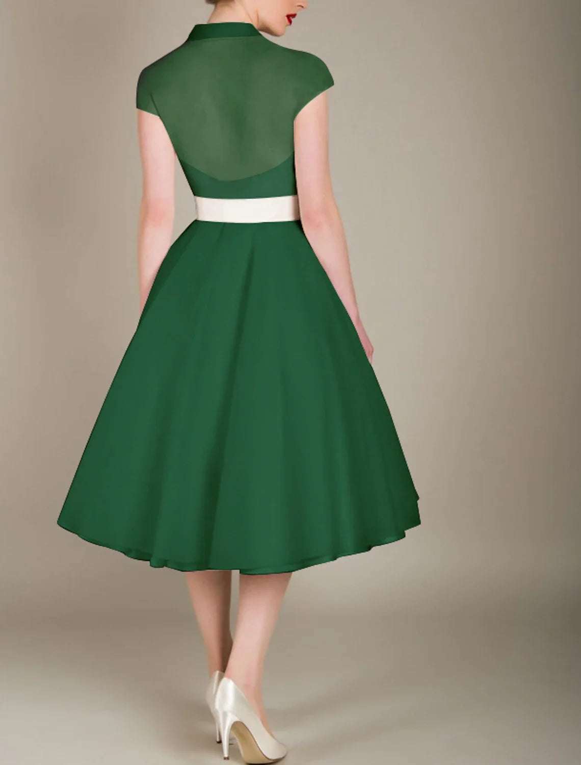 A-Line Cocktail Dresses 1950s Dress Graduation Cocktail Party Knee Length Sleeveless V Neck Wednesday Addams Family Tulle with Sash / Ribbon