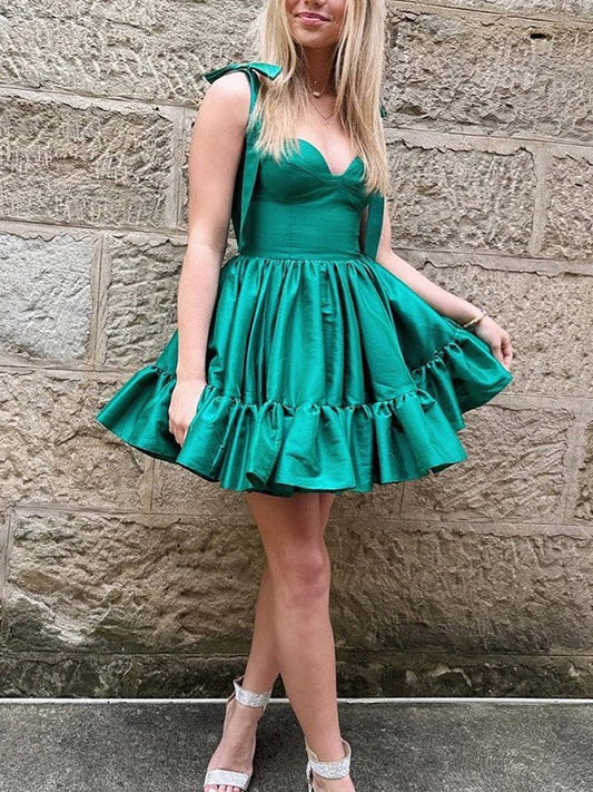 A-shaped Princess Ruffle Edge Sweetheart Sleeveless Short Homecoming Dress