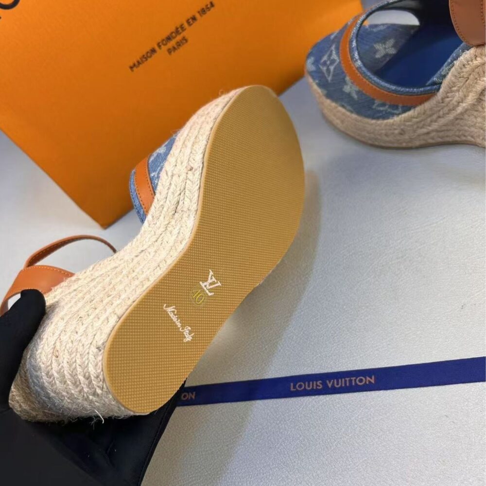 Louis Vuitton Helios Wedge Sandal Blue 1ACIZV
