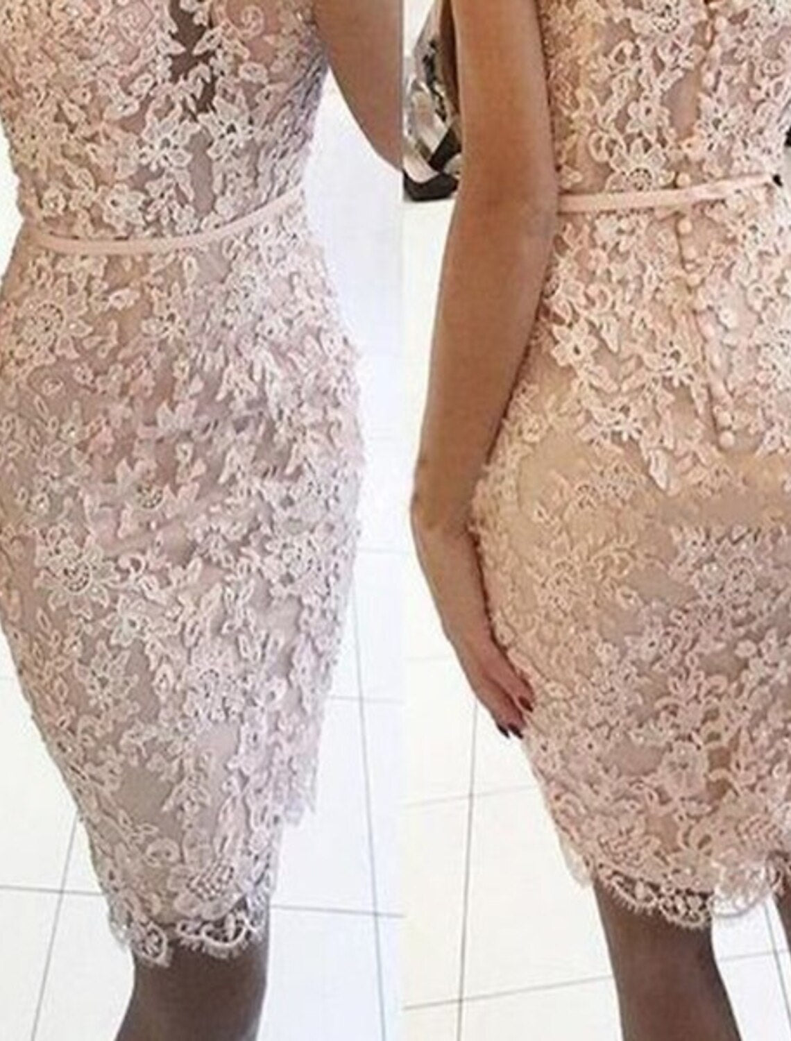 Sheath / Column Cocktail Dresses Floral Dress Homecoming Party Wear Short / Mini Sleeveless Off Shoulder Fall Wedding Guest Lace with Appliques