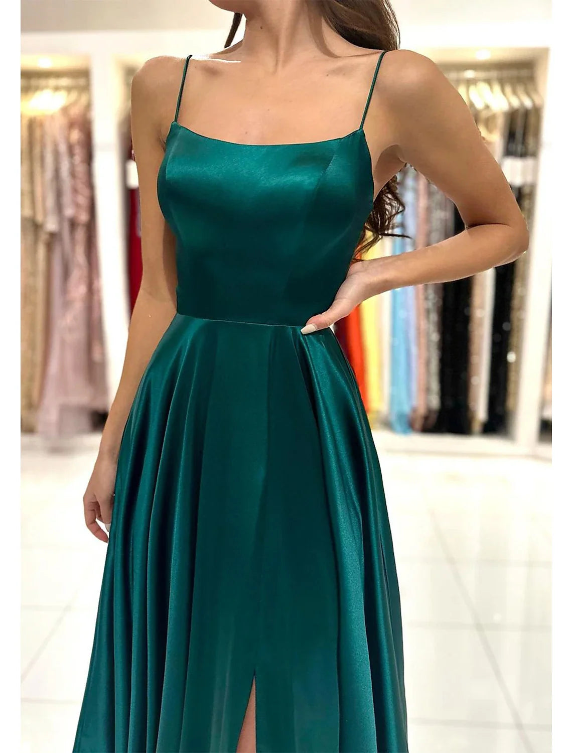 A-Line Prom Dress Christmas Red Green Dresses Empire Dress Christmas Red Green Dress Formal Prom Floor Length Sleeveless Sweetheart Imitation Silk Backless with Pleats 2026