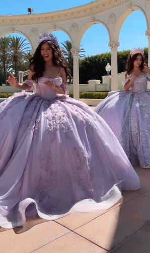 Modest Ball Gowns Off The Shoulder Lilac Lace Tulle Long Quinceanera Dress Prom Gown Vestido De 15 Anos Sweet 16 Dresses