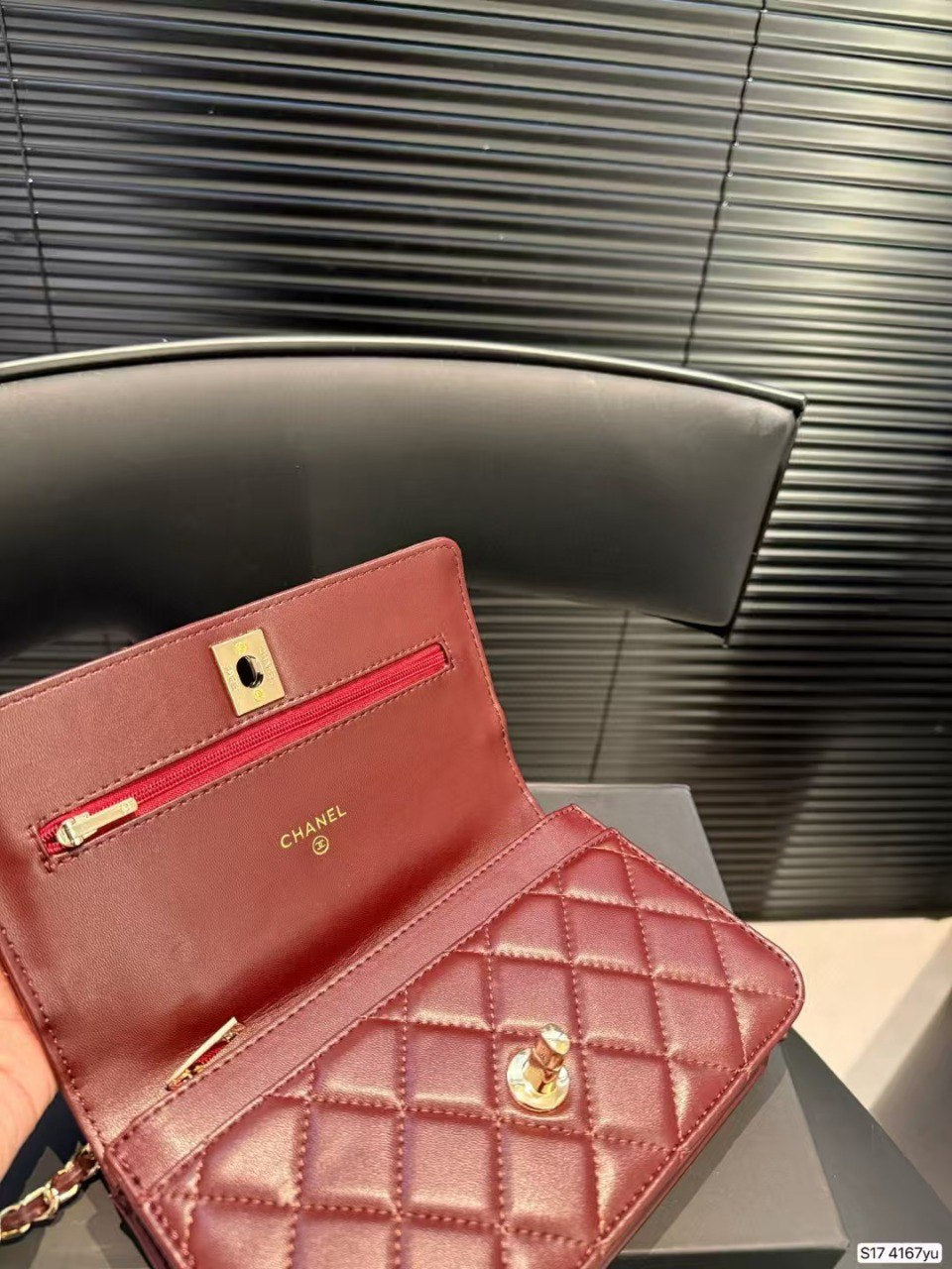 Chanel Clutch bag with chain red