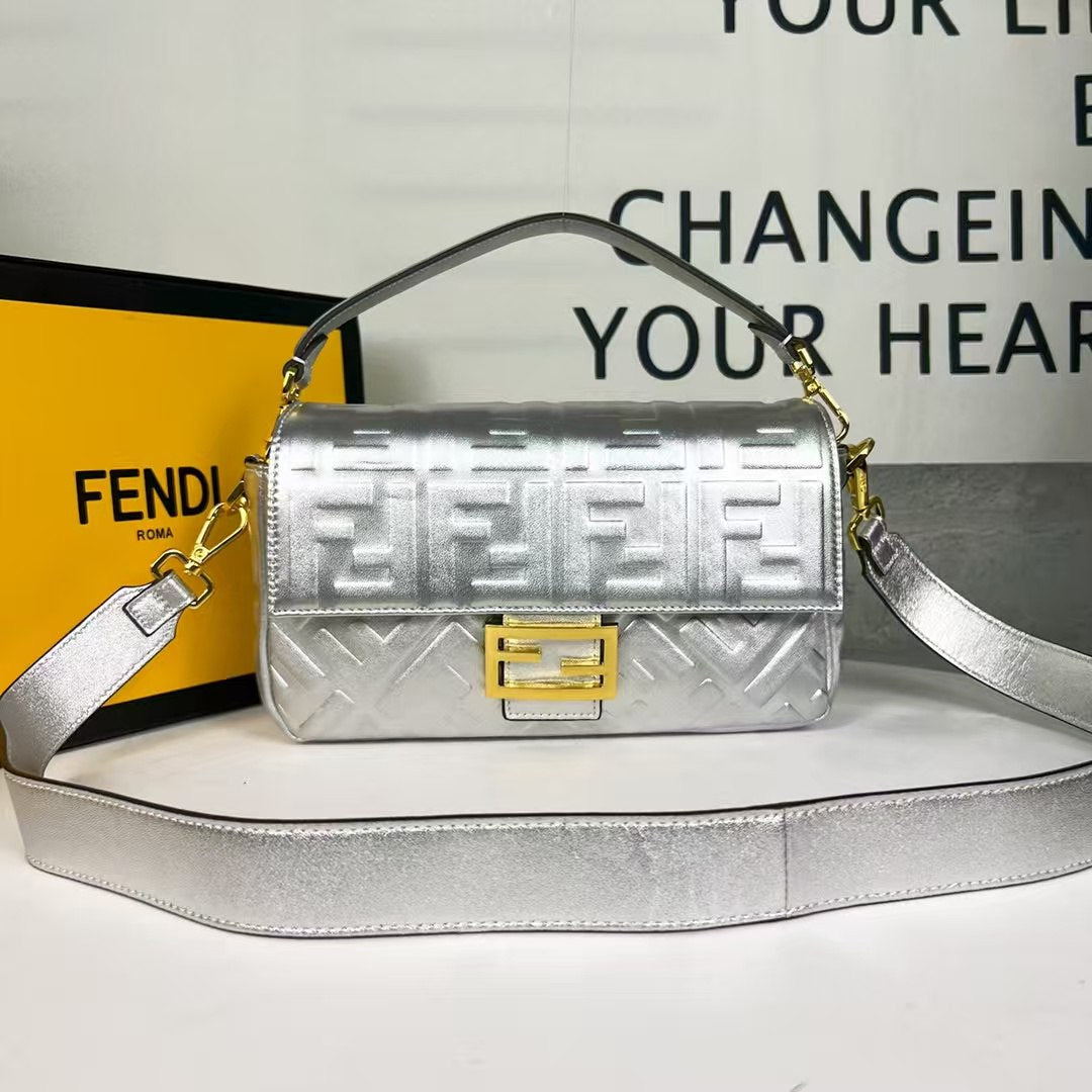 FENDI Baguette metallic shoulder bag