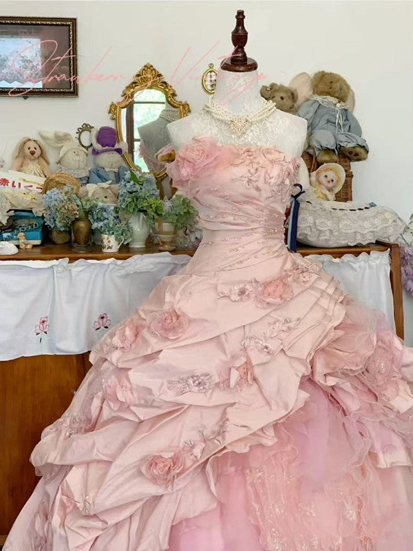 Pink A Line Princess Quinceanera Dress Ball Gowns Sweet 16 Dresses
