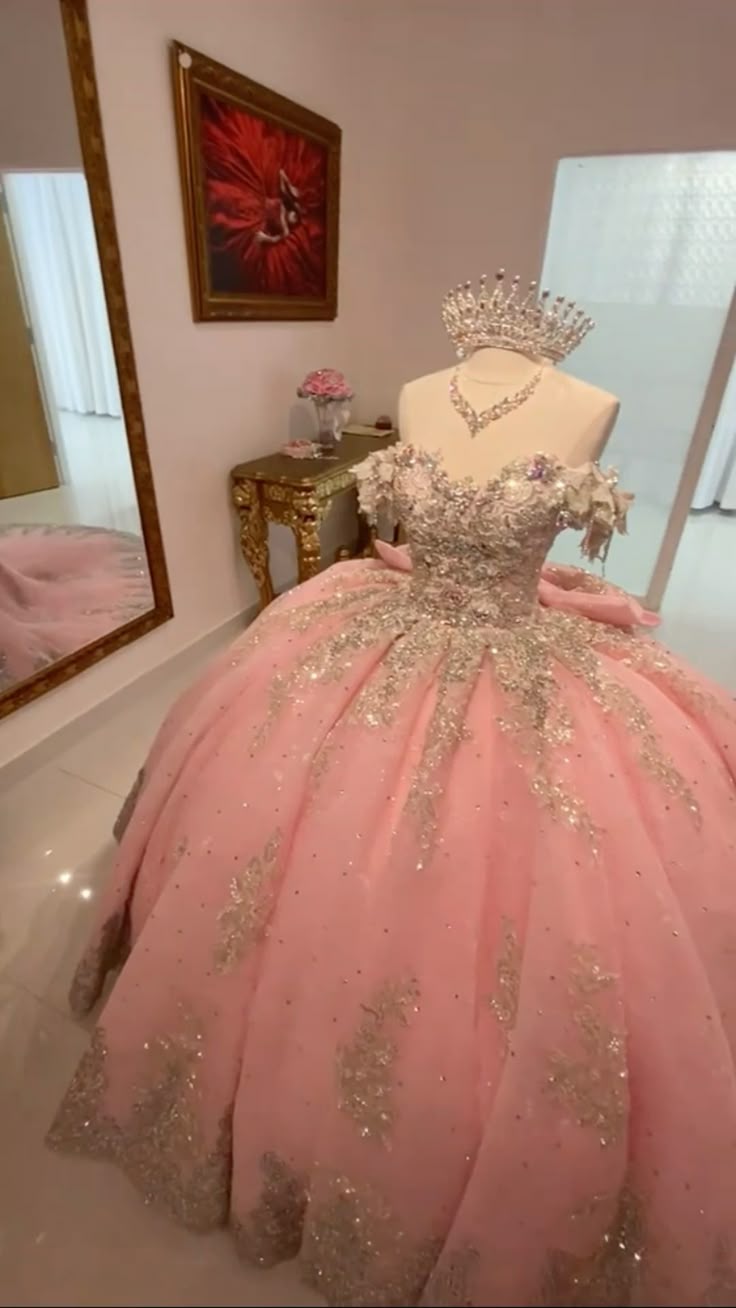 Pink A Line Princess Quinceanera Dress Ball Gowns, Sweet 16 Dresses