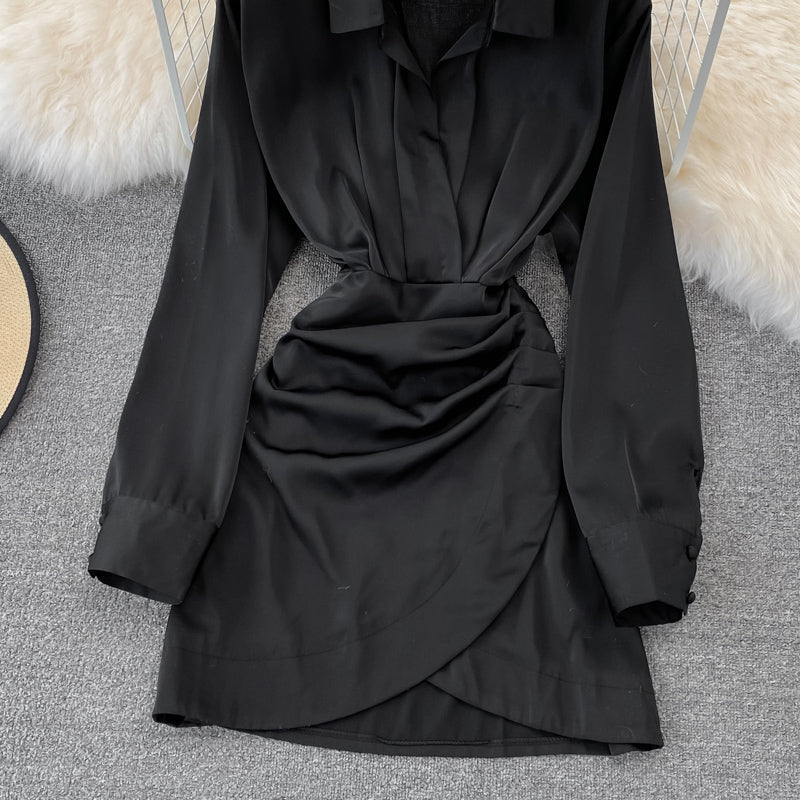 Fashionable Irregular Shirt Long Sleeve Dress 10828