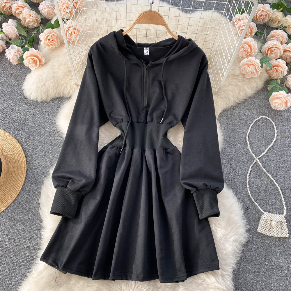 Casual Hooded A Line Dress 10787