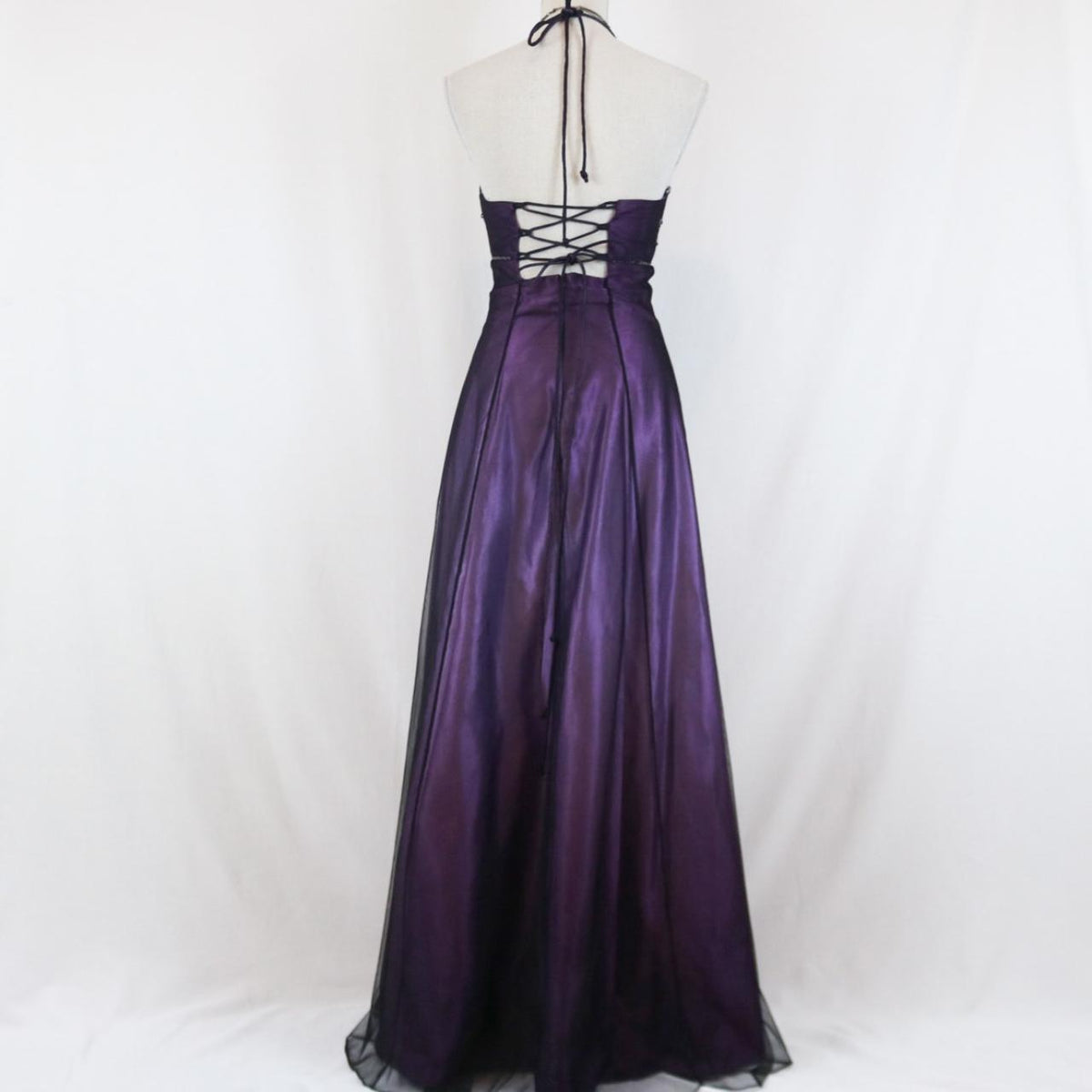 Purple Vintage Fashion Ombre Beaded Empire Waist Halter Long Elegant Prom Gowns Prom Gowns Prom Dresses