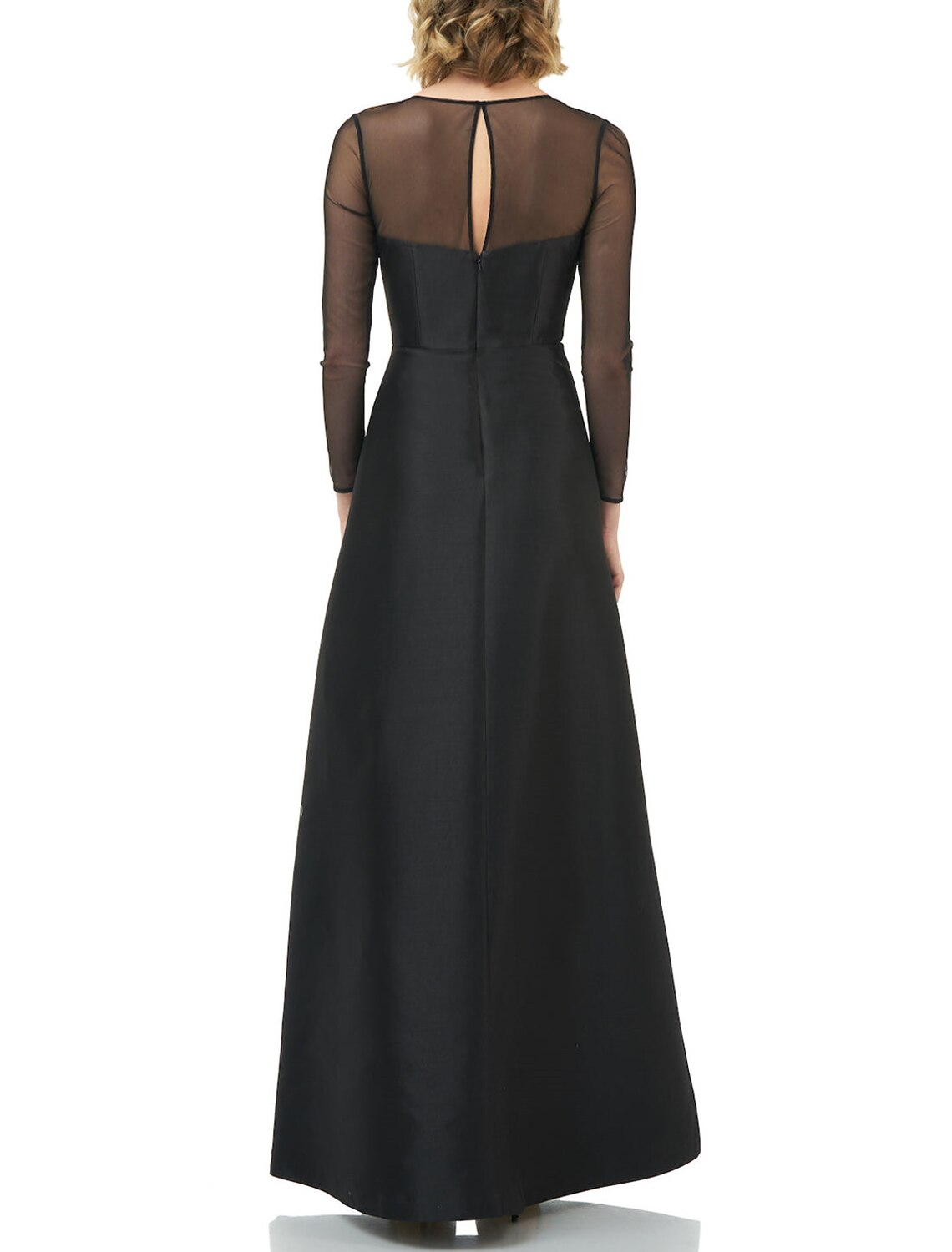 A-Line Evening Dress Black Dress Elegant Dress Wedding Wedding Guest Floor Length Long Sleeve Jewel Neck Gothic Satin with Ruffles 2026