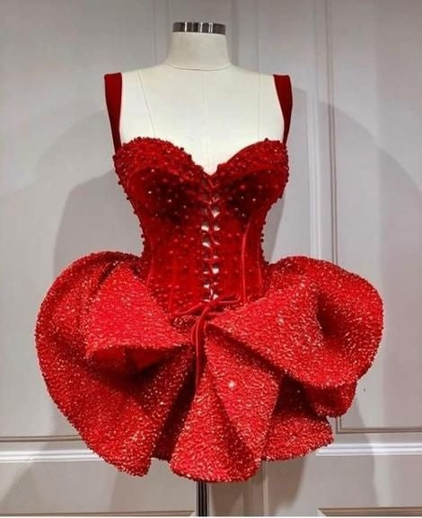 Red Sleeveless Homecoming Dresses Sequined Mini Prom Gowns,