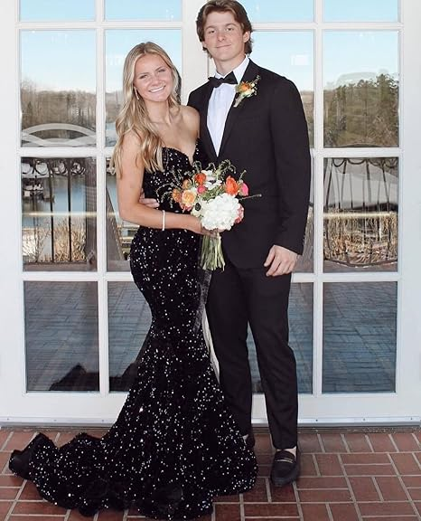 Sexy Mermaid Sweetheart Neckline Sequin Black Girl Red Prom Gowns Prom Dresses