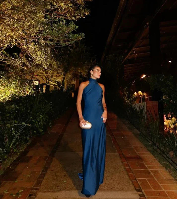 Sexy Sheath Blue Prom Gowns Prom Dresses