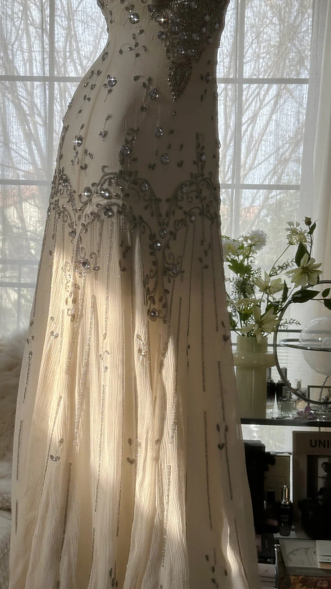 Vintage Prom Dresses, Light Champagne Long Sleeveless Prom Gown