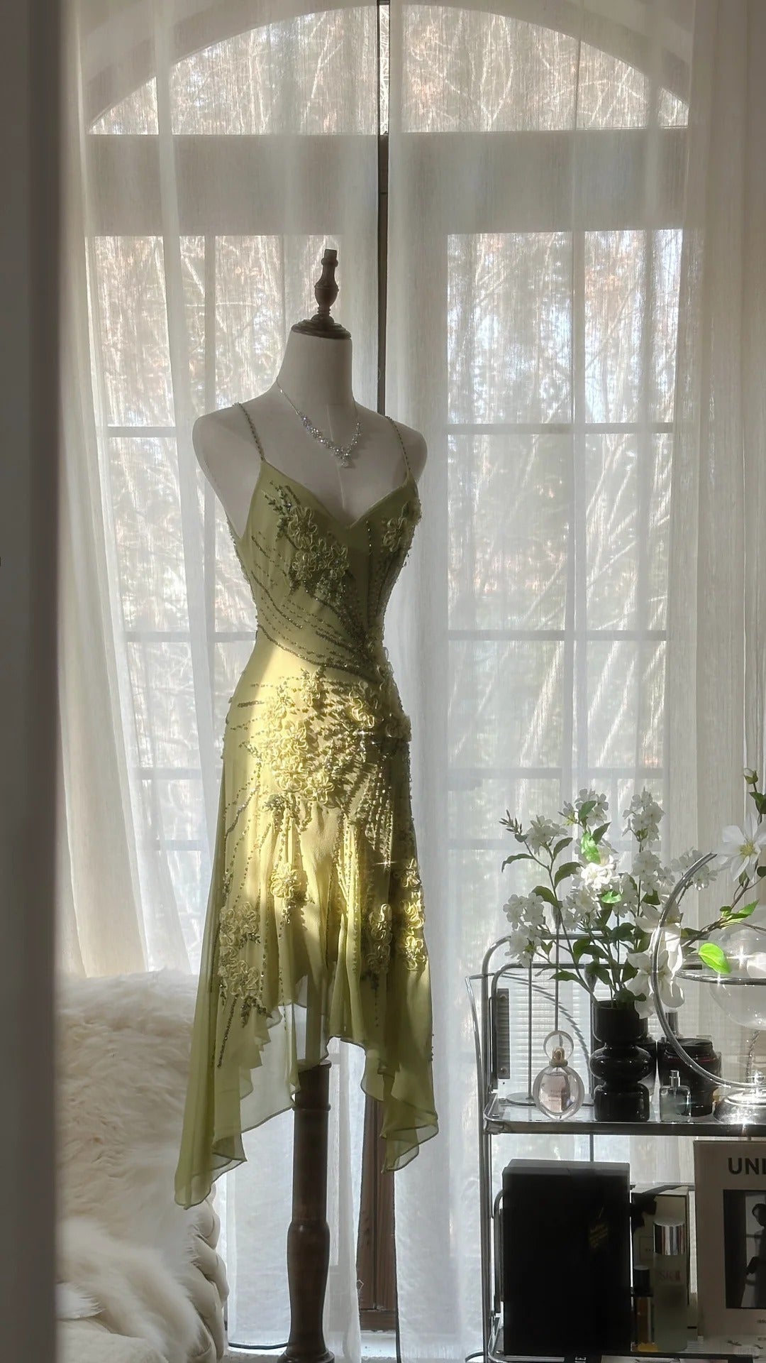 Vintage Prom Dresses, Sleeveless Green Prom Gown