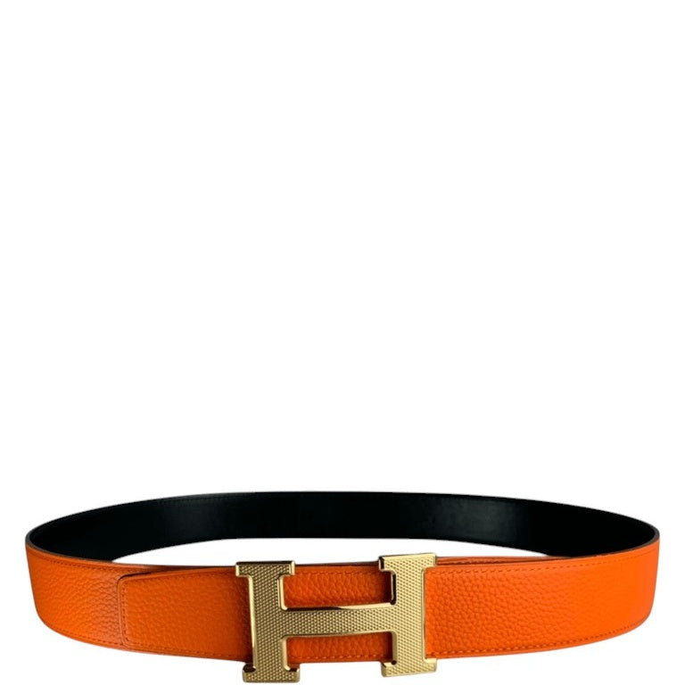 HERMES’S BELT TOGO SWIFT GOLD BUCKLE ORANGE 38MM