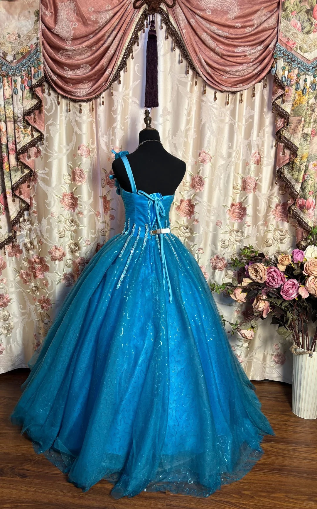 A Line Quinceanera Dress Ball Gown Tulle One Shoulder Sweet 16 Dress