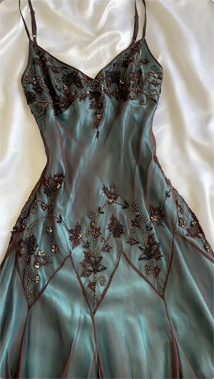 Modest Sheath Spaghetti Straps Chiffon Prom Dresses Evening Gown