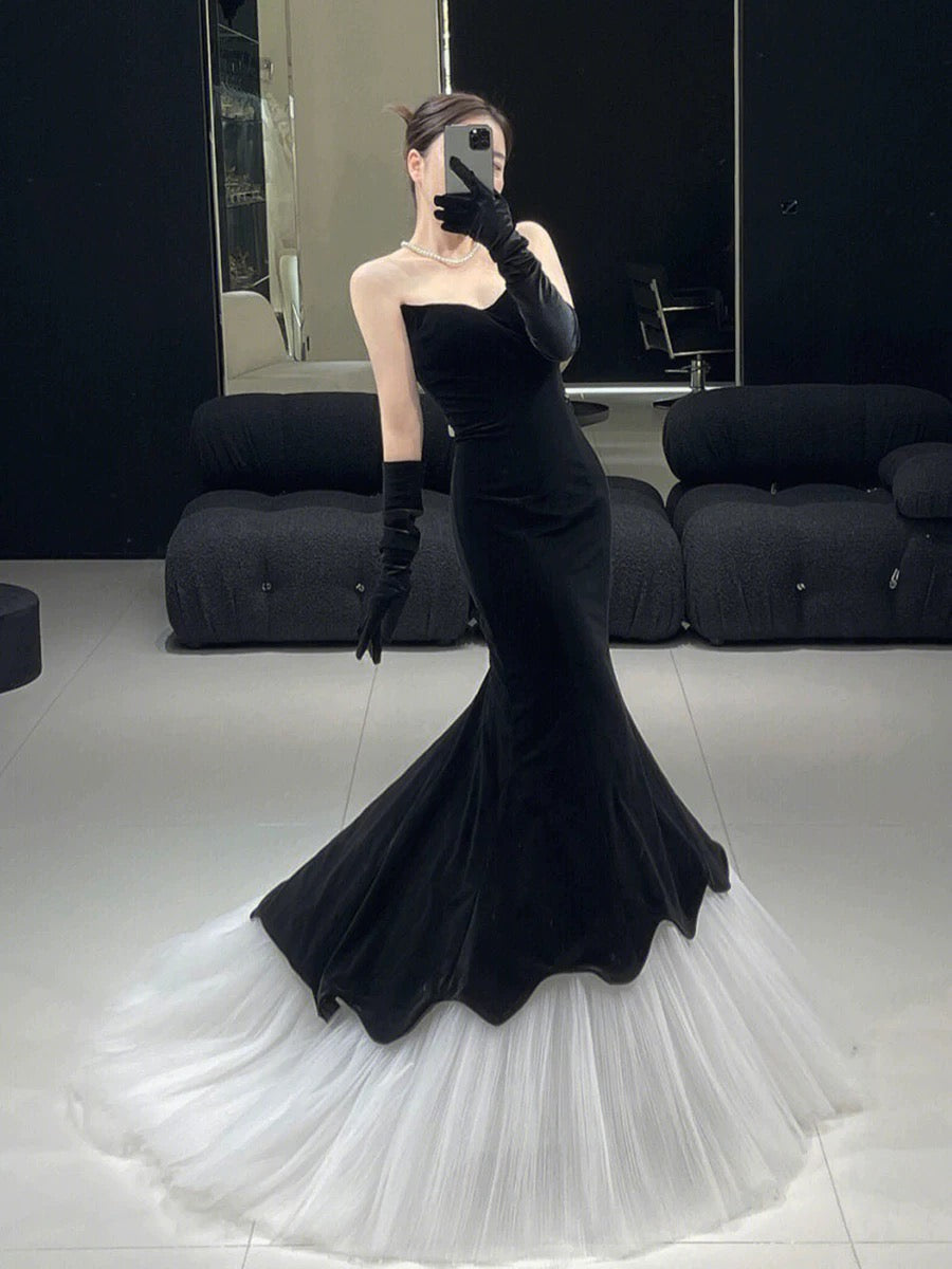 Black evening dress mermaid prom gown