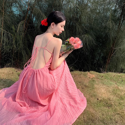 New Elegant Women Sexy Backless Beach Spaghetti Strap Dress TP2968