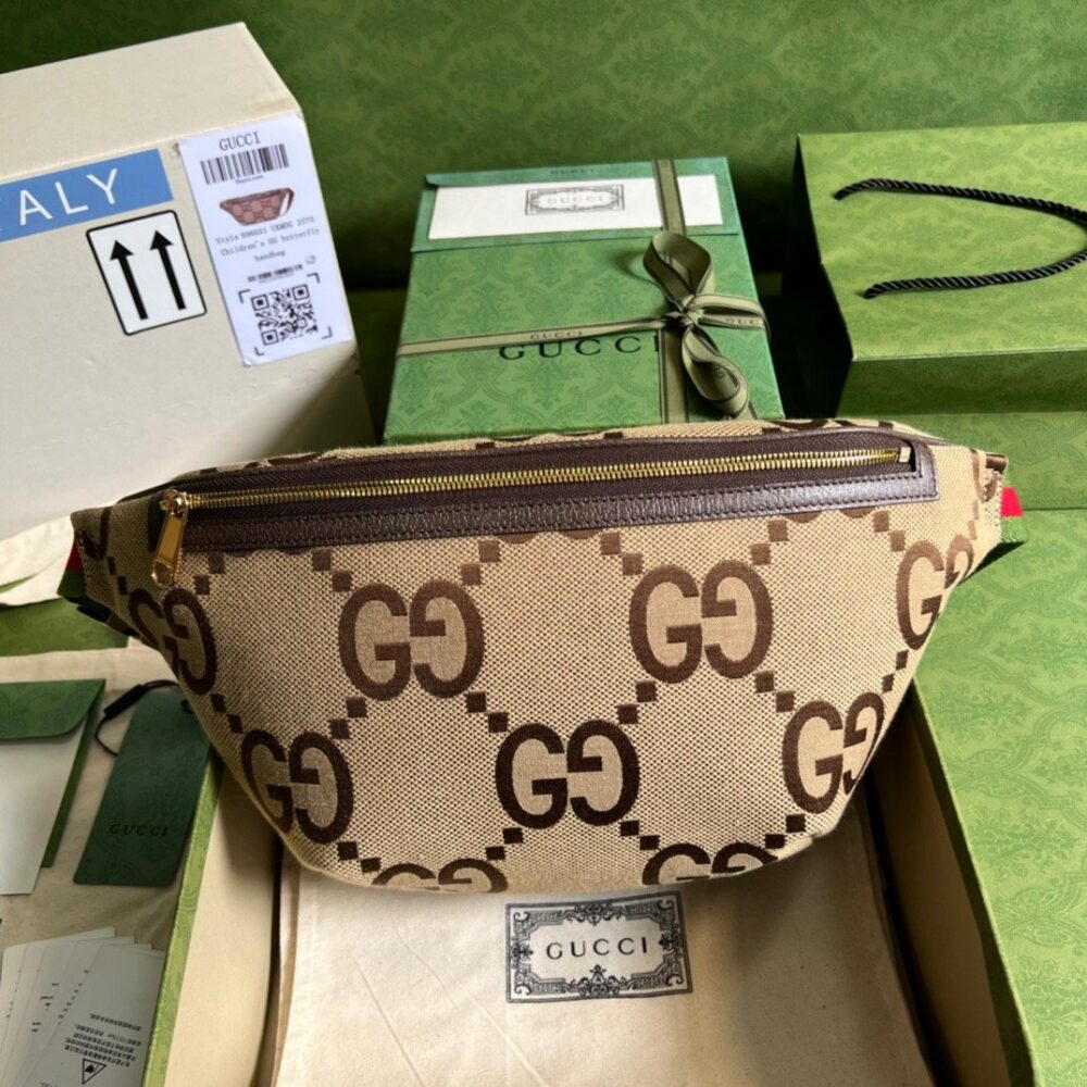 Gucci Jumbo GG Belt Bag Camel And Ebony Jumbo GG Canvas 39cm GG 696031 UKMDG 2570