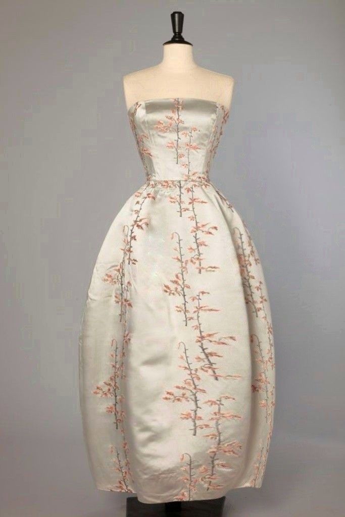 girlhomeshops--Ivory Delicate Pink Floral Long Satin Prom Gown Ball Gown gh5552