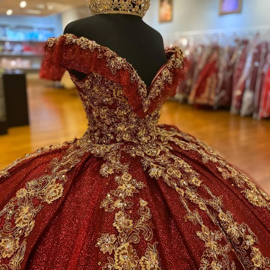 Dark Red Sequins Quinceanera Dresses 2024 Lace Up Ball Gown Prom Gowns