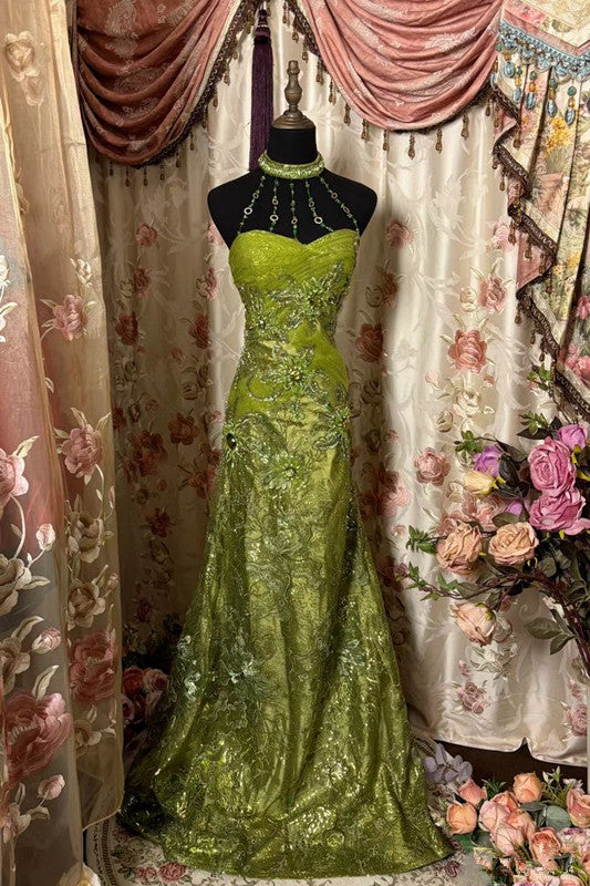 Green Mermaid Long Prom Dress Long Evening Gowns