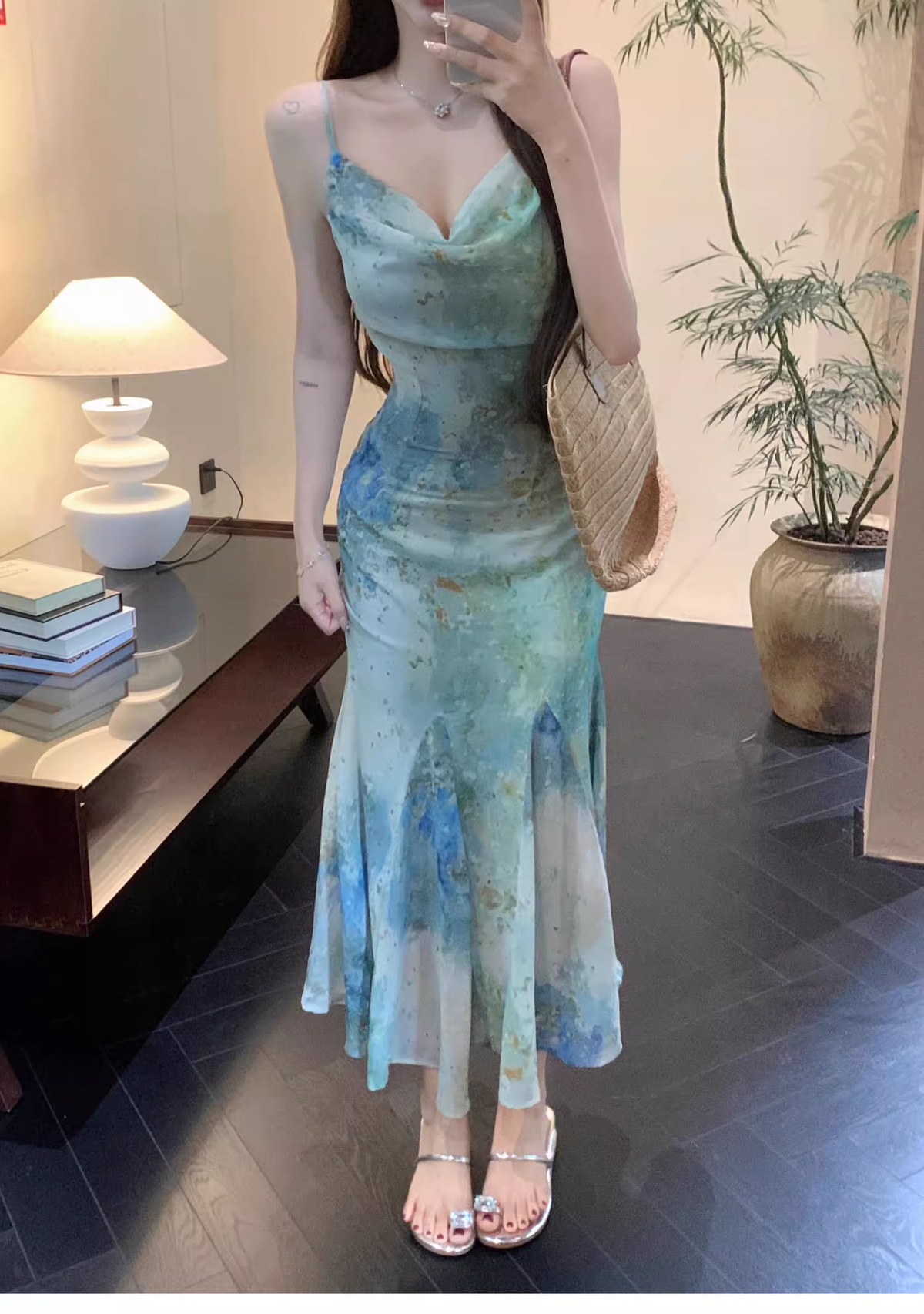 New Stylish Floral Design Elegant Casual Spaghetti Strap Dress TP3018