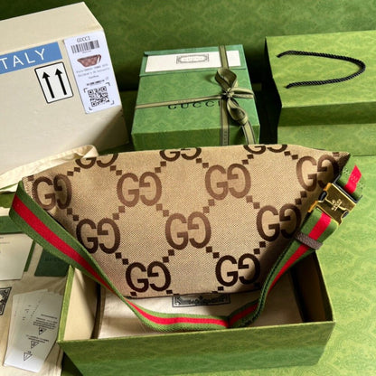Gucci Jumbo GG Belt Bag Camel And Ebony Jumbo GG Canvas 39cm GG 696031 UKMDG 2570