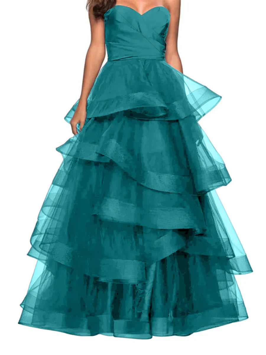 A-shaped Sweetheart Lotus Edge Ball Dress