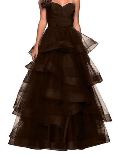 A-shaped Sweetheart Lotus Edge Ball Dress