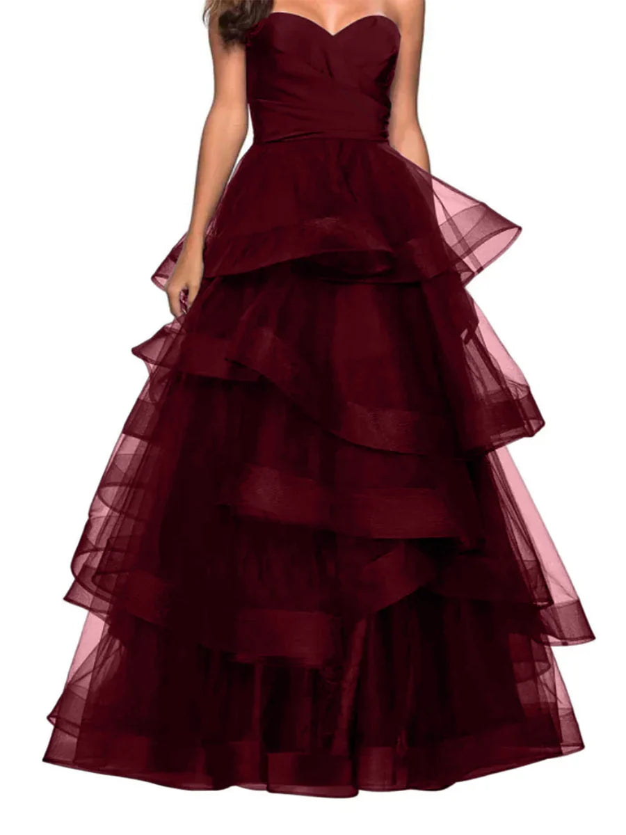 A-shaped Sweetheart Lotus Edge Ball Dress