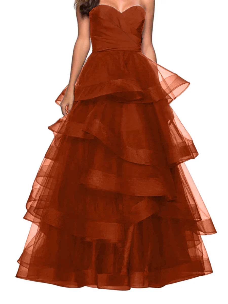 A-shaped Sweetheart Lotus Edge Ball Dress
