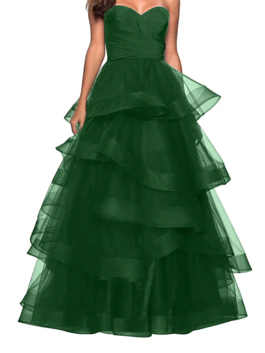 A-shaped Sweetheart Lotus Edge Ball Dress