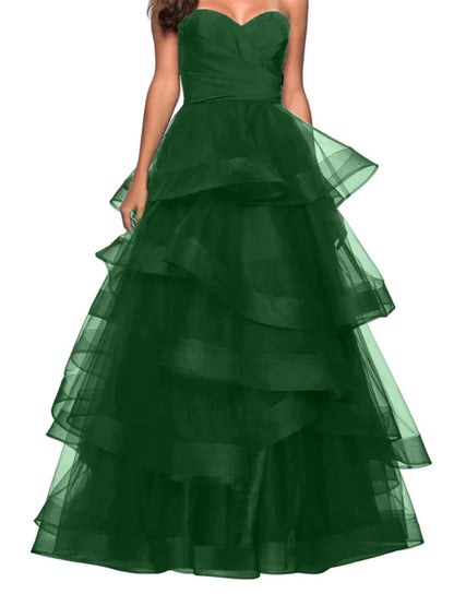 A-shaped Sweetheart Lotus Edge Ball Dress