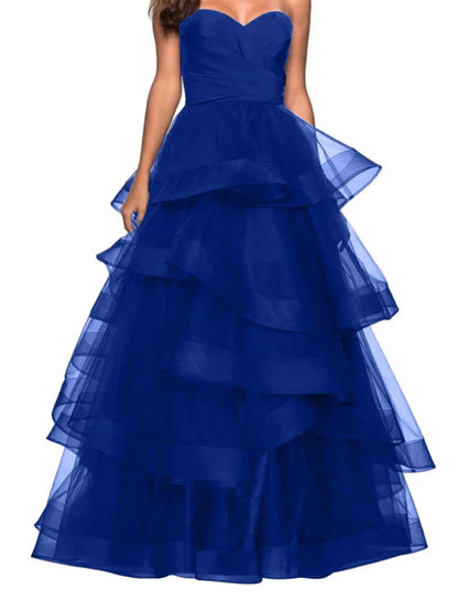 A-shaped Sweetheart Lotus Edge Ball Dress