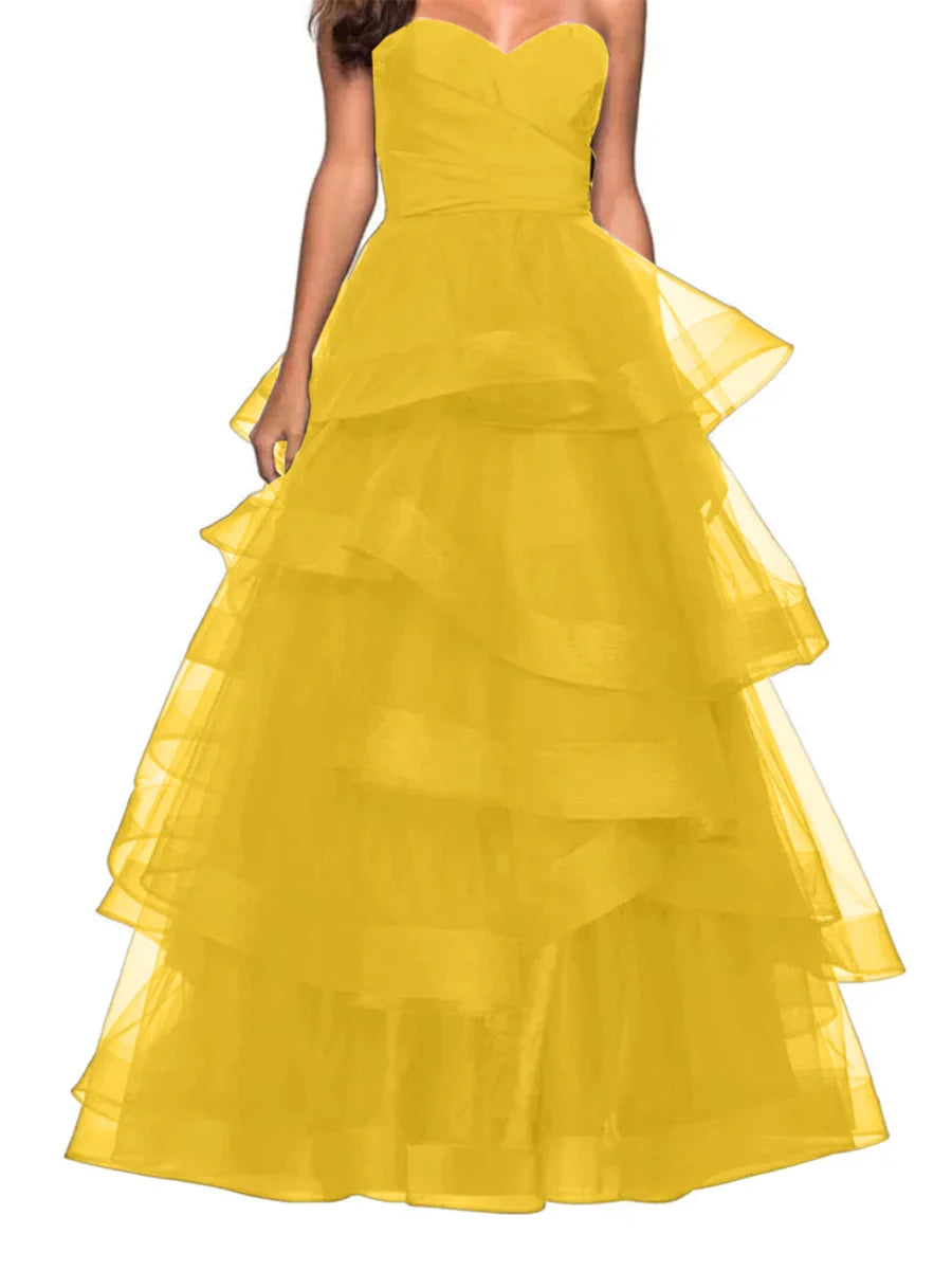 A-shaped Sweetheart Lotus Edge Ball Dress