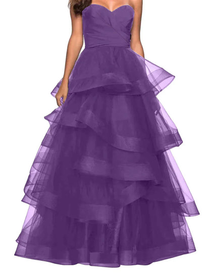 A-shaped Sweetheart Lotus Edge Ball Dress